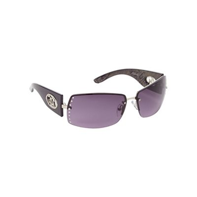 Purple rimless diamante lens sunglasses